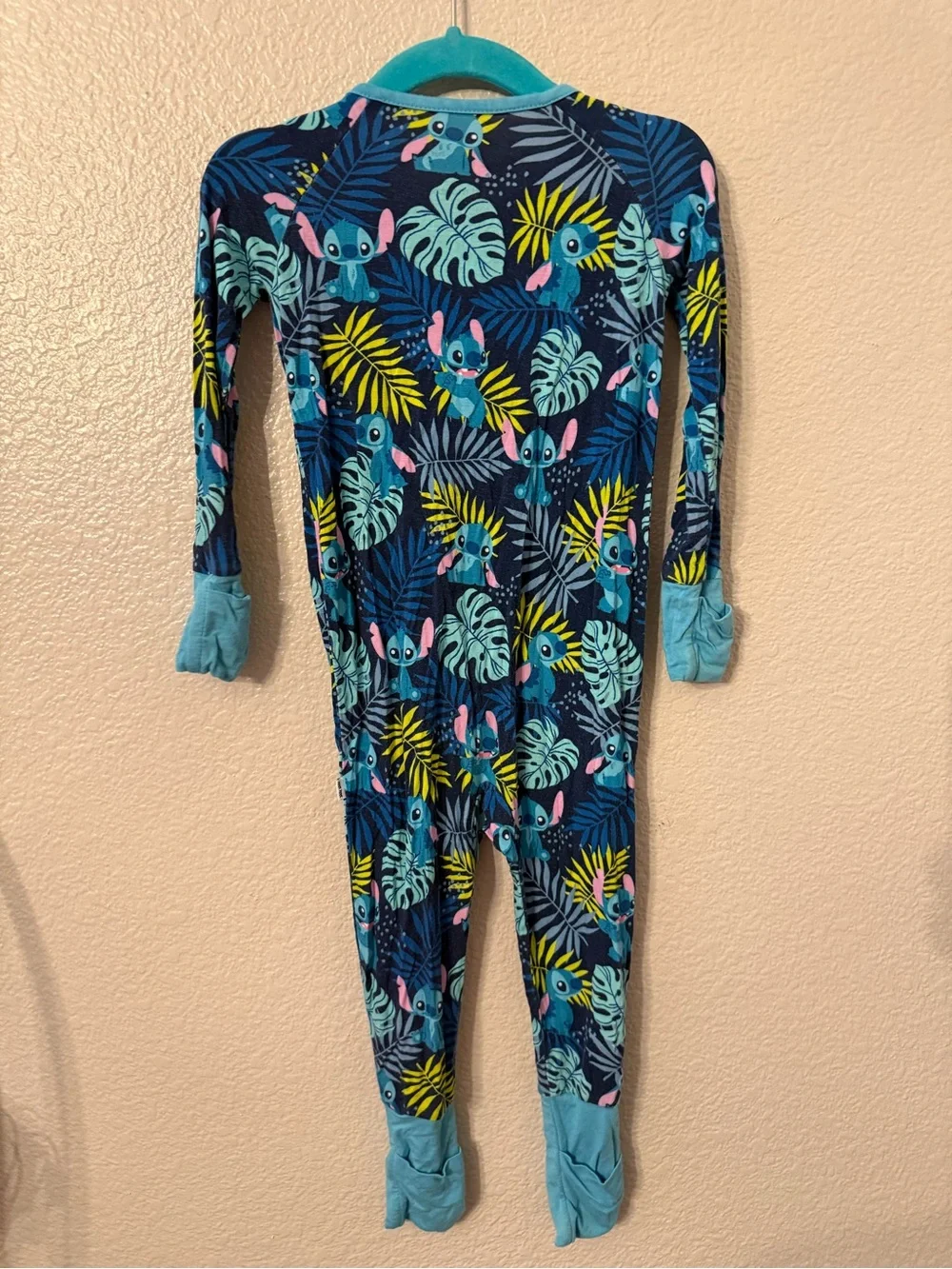 Little Sleepies Navy Blue Tropical Stitch Print Footed One-Piece